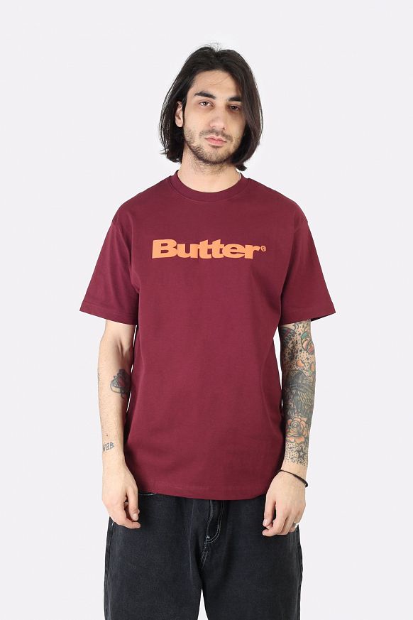 Мужская футболка Butter Goods Wordmark Puff Tee (Wordmark puff-brgd) - фото 4 картинки